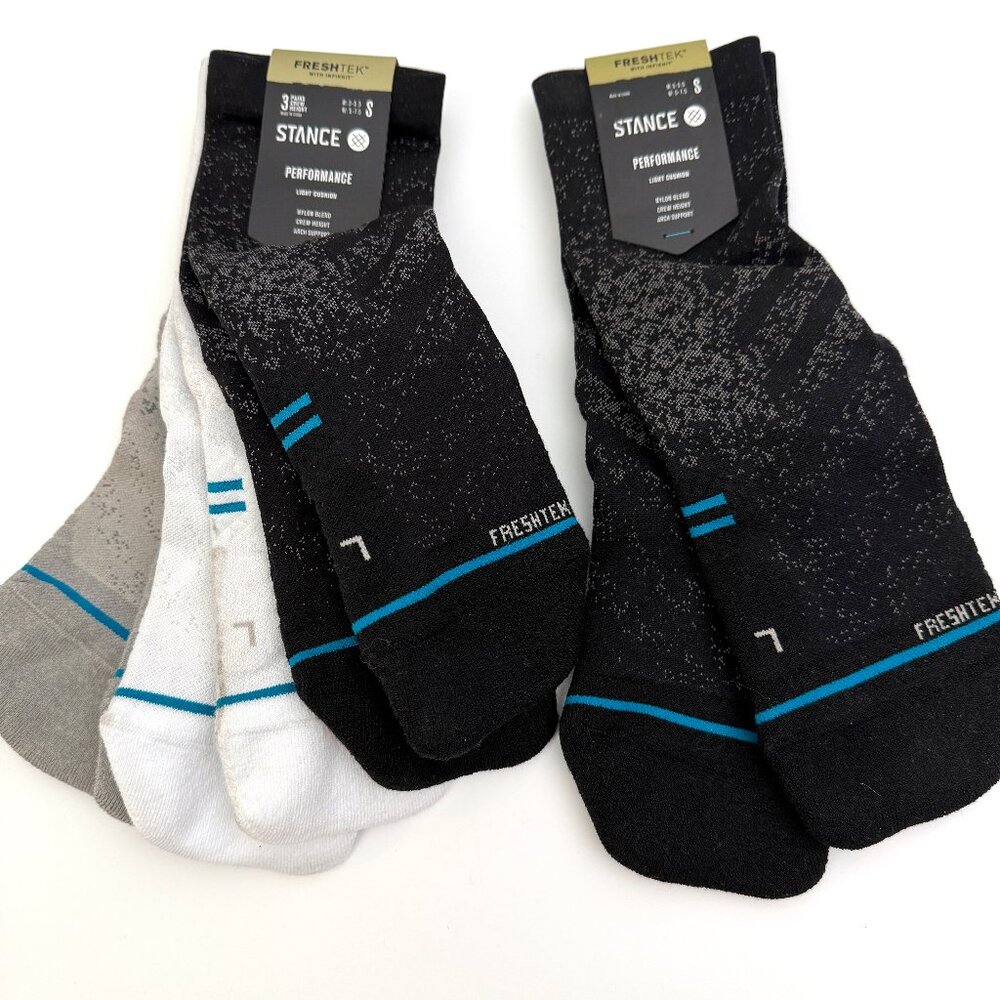 Stance Lt Crew Running Socks 3 Pack Black White Heather Grey Small W 5-7.5